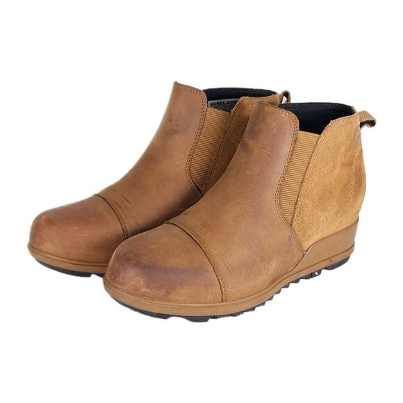 Sorel Women's Evie II US8 Gum Leather Waterproof Hidden Wedge Chelsea Boots - Picture 1 of 14